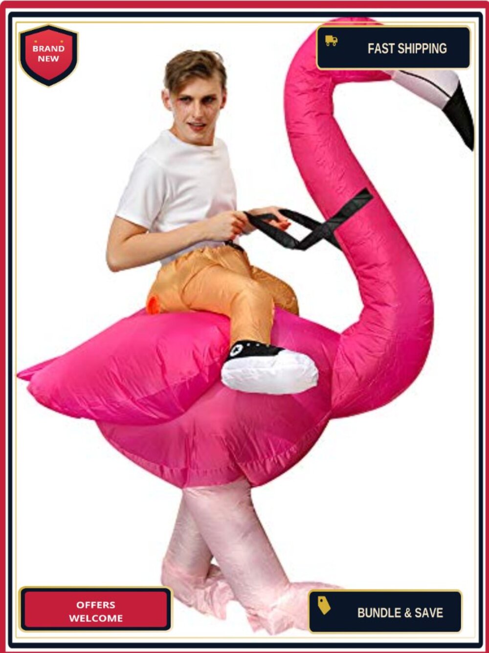 JASHKE Inflatable Flamingo Costume Adult Halloween Cosplay Fancy Dress